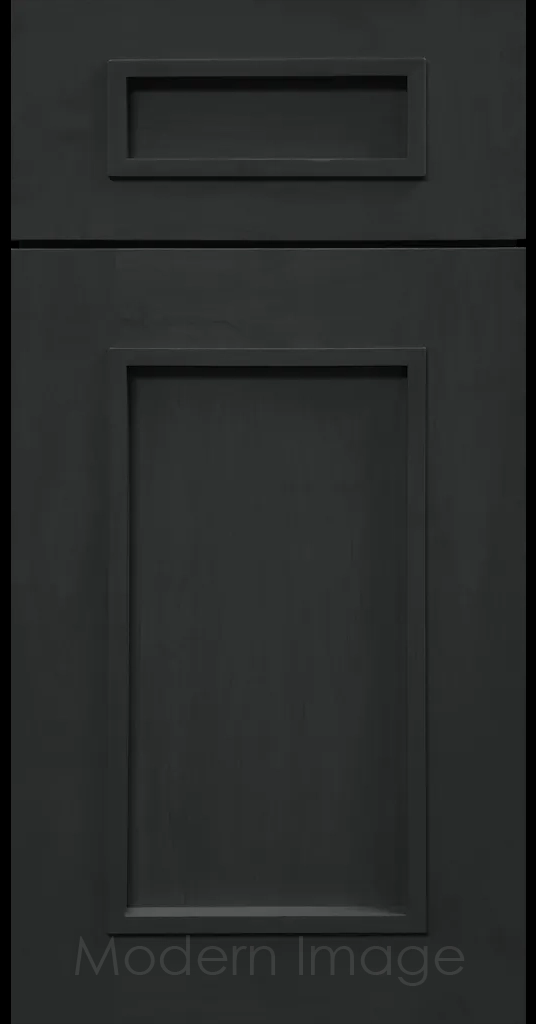 Night Sky-stained Gilbert cabinet a recessed flat panel and elevated molding.